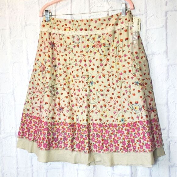 TRIBAL Floral Embroidered Skirt - Picture 1 of 8